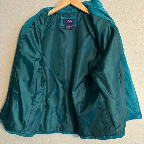 VTG JDS Collection Teal Suede Zip Jacket Gold Trim Women’s Size Small Elegant - Picture 9 of 13